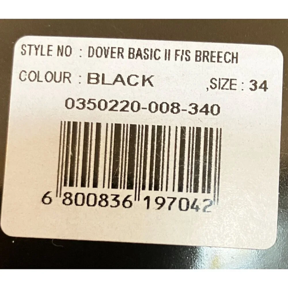 Dover Saddlery Womens Basic II Breech Knee Patch Riding Pants 34R Black AN NWT - Picture 8 of 10